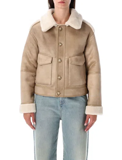 Urbancode Cream Reversible Jacket With Synthetic Sheepskin In Brown