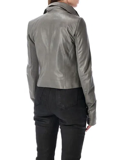 Rick Owens Biker Jacket With Long Sleeves And Collar In Gray