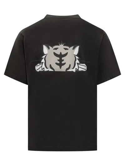 Kenzo Graphic Print Crew Neck Cotton T-shirt In Black