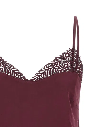 Twinset Bordeaux Top With Thin Strap And Logo Plaque On The Back In Fabric Woman In Red
