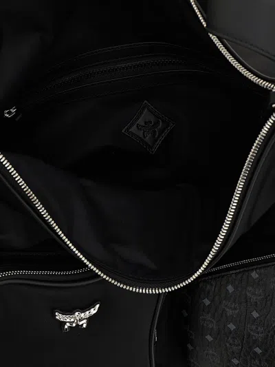 Mcm Borsa A Spalla Aren In Tessuto Nero Donna In Black