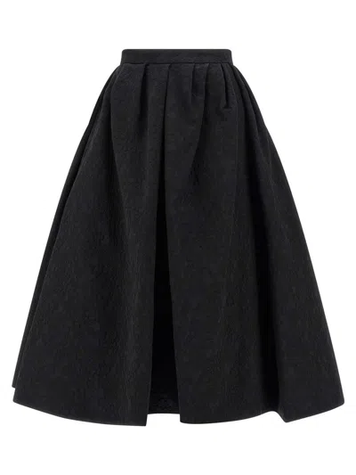 Carolina Herrera High-waisted A-line Textured Pleated Skirt In Black