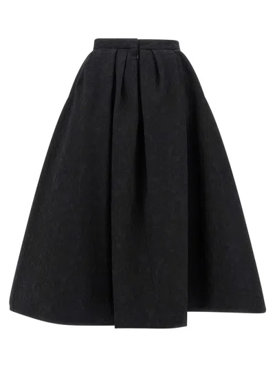 Carolina Herrera High-waisted A-line Textured Pleated Skirt In Black