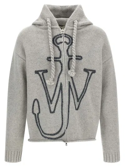 Jw Anderson J. W. Anderson Textured Zip-up Hoodie In Gray