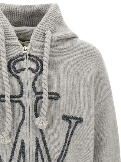 Jw Anderson J. W. Anderson Textured Zip-up Hoodie In Gray