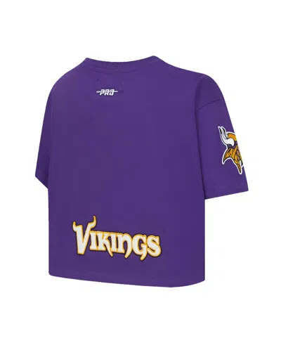 Pro Standard Women's J.j. Mccarthy Purple Minnesota Vikings Player Name Number Cropped Boxy T-shirt In Purple
