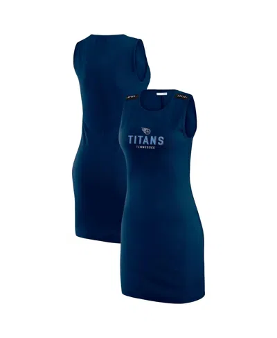 Wear By Erin Andrews Women's X Gracie Hunt Navy Tennessee Titans Ribbed Tank Dress In Blue