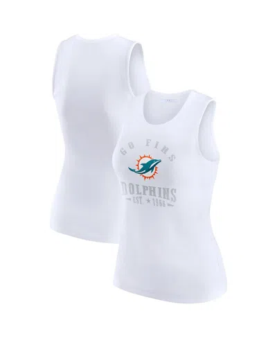 Wear By Erin Andrews White Miami Dolphins Ribbed Graphic Tank Top In White