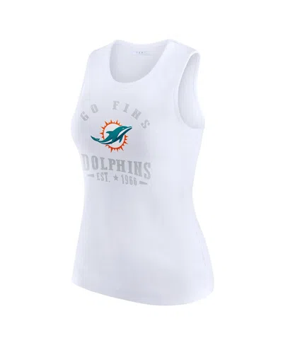 Wear By Erin Andrews White Miami Dolphins Ribbed Graphic Tank Top In White