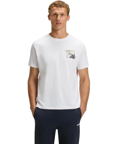 Hugo Boss Boss By  Men's Decorative Reflective Relaxed-fit T-shirt In White