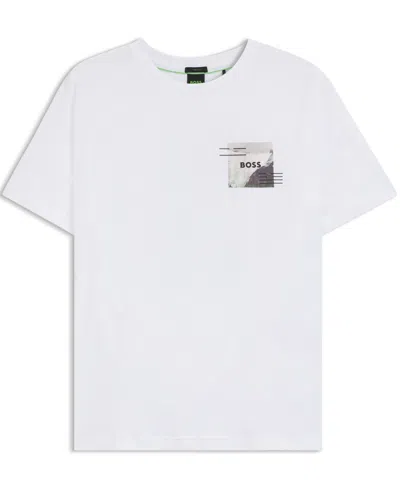 Hugo Boss Boss By  Men's Decorative Reflective Relaxed-fit T-shirt In White