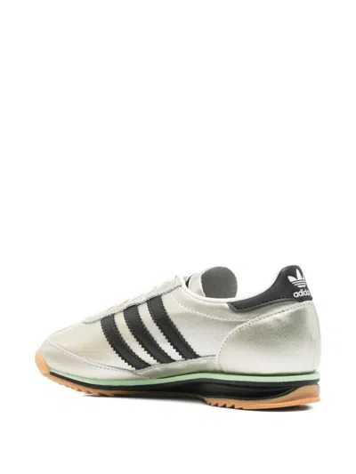 Adidas Originals Sl 72 Og Three-stripe Metallic-leather Sneakers In Silver