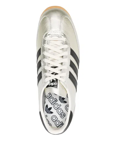 Adidas Originals Sl 72 Og Three-stripe Metallic-leather Sneakers In Silver