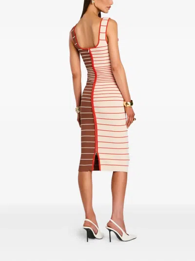 LYLE 条纹排扣中长连衣裙