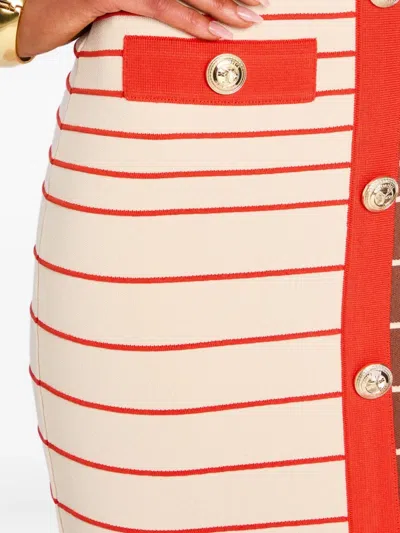 LYLE 条纹排扣中长连衣裙