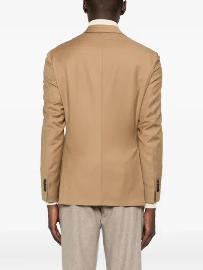 L.b.m 1911 Double-breasted Frayed-edge Blazer In Brown