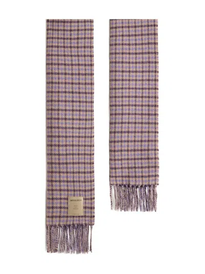 Woolrich Check-pattern Fringed Scarf In Pink