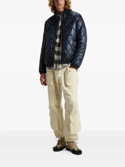 Woolrich Diamond-quilted Zip-front Jacket In Blue