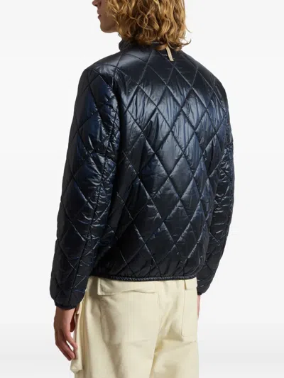 Woolrich Diamond-quilted Zip-front Jacket In Blue