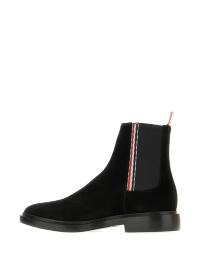 Thom Browne Elastic-panel Suede Boots In Black