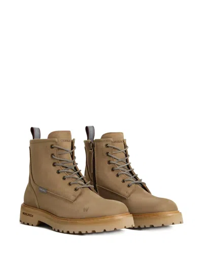 Woolrich Lace-up Zip Boots In Neutral
