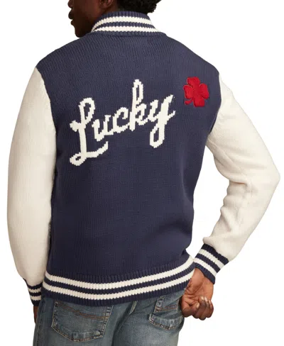 Lucky Brand Men's Zip Sweater Bomber In Blue