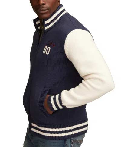 Lucky Brand Men's Zip Sweater Bomber In Blue