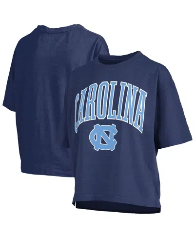 Pressbox Women's Navy North Carolina Tar Heels Nelson Arch Over Logo Waist Length Oversized Slub T-shirt In Blue