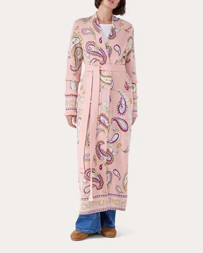 Hayley Menzies Cotton Paisley Jacquard Dex Cardigan In Pink