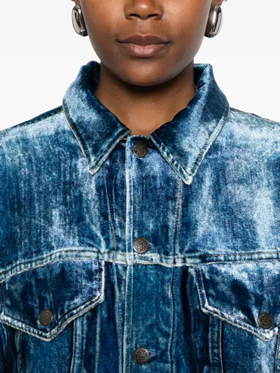 Pierre-louis Mascia Pierre Louis Mascia Denim Print Jacket In Blue