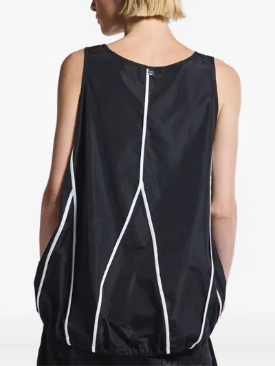 High Drawstring Panelled Top In Black