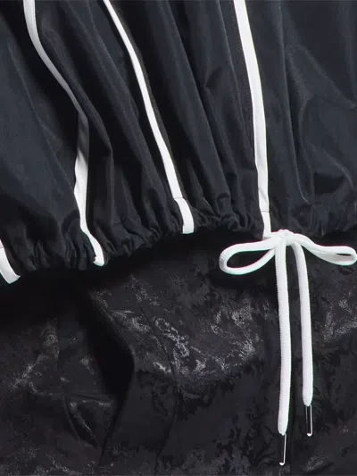 High Drawstring Panelled Top In Black