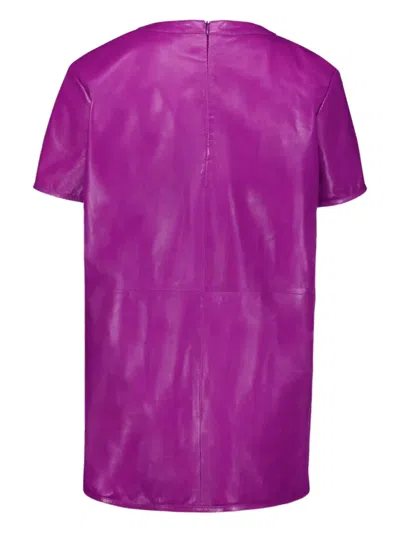 Paula Paloma Leather Short-sleeve T-shirt In Purple