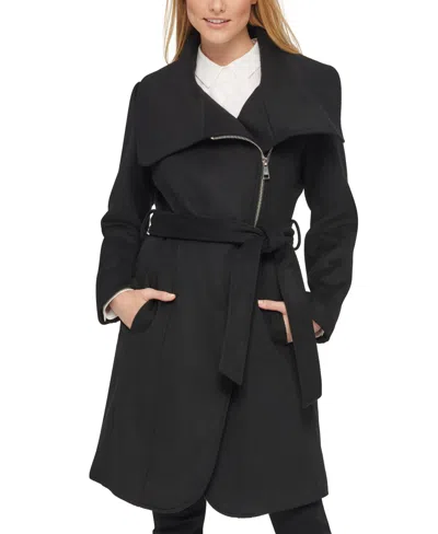 Karl Lagerfeld Women's Asymmetrical Wrap Coat In Black
