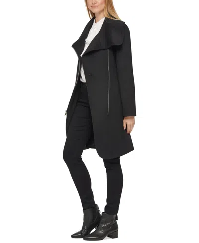 Karl Lagerfeld Women's Asymmetrical Wrap Coat In Black