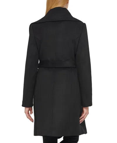 Karl Lagerfeld Women's Asymmetrical Wrap Coat In Black