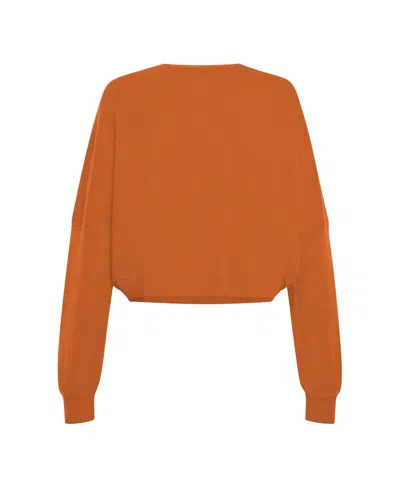 Hype And Vice Women's Burnt Orange Texas Longhorns Oversized Cropped Ivy Knit Pullover Sweater In Orange