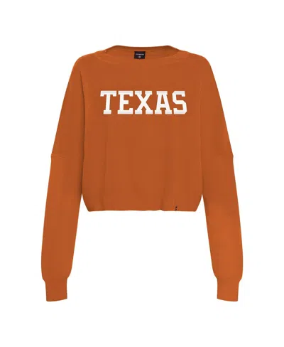 Hype And Vice Women's Burnt Orange Texas Longhorns Oversized Cropped Ivy Knit Pullover Sweater In Orange