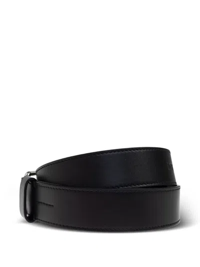 Loewe Leather Square-buckle Belt In Black