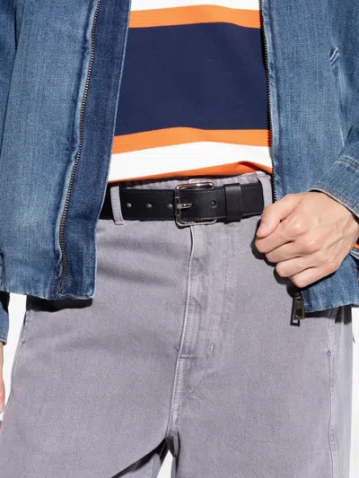 Loewe Leather Square-buckle Belt In Black