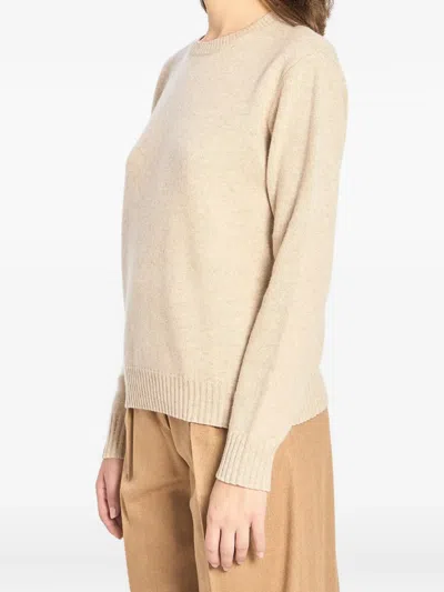 Max Mara Crew Neck Sweater In Cashmere In Neutral