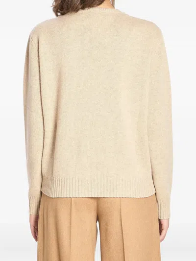 Max Mara Crew Neck Sweater In Cashmere In Neutral