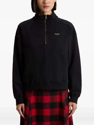 Woolrich Zip-up Sweatshirt In Black