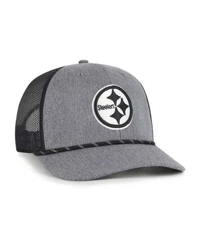 47 Brand Men's Heather Charcoal Pittsburgh Steelers Carbon Rope Trucker Adjustable Hat In Brown