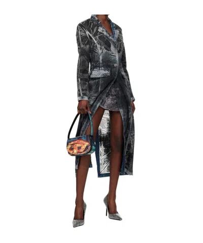 Diesel De-pia-fse Single-breasted Coat In Blue