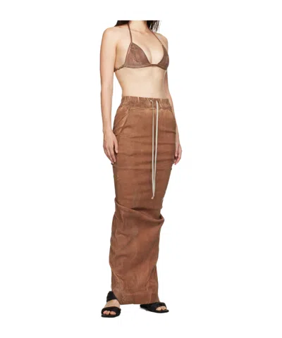 Rick Owens Drkshdw Brown Porterville Foil Stretch Denim Bra In Brown