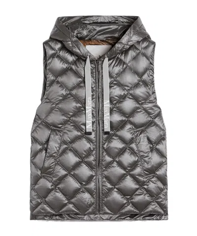 Max Mara Water-repellent Padded Gilet In Gray
