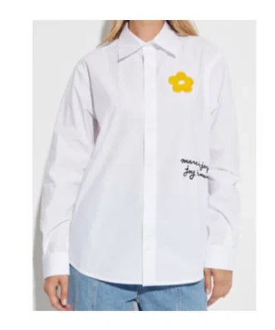 Marc Jacobs Marc Is Joy Flocked Daisy Cotton Poplin Button-up Shirt In White