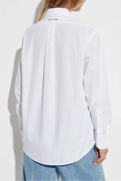 Marc Jacobs Marc Is Joy Flocked Daisy Cotton Poplin Button-up Shirt In White