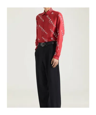 Givenchy Long Sleeve Shirt Featuring Structured Fit In Red